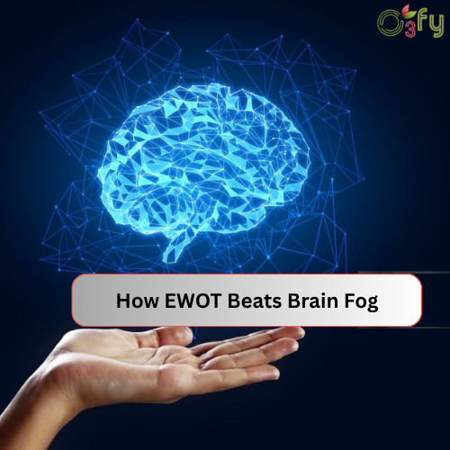 Digital hologram of a brain above a hand, symbolizing EWOT therapy boosting brain function and mental clarity